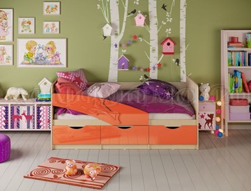 Детская кровать Дельфин, Оранжевый глянец 80х160 в Бузулуке