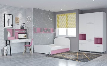Подростковая мебель POLINI Kids Mirum №4 Белый / Серый / Розовый в Орске