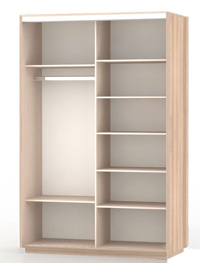 Шкаф Экспресс (ДСП/Зеркало) со стеллажом 1500х600х2400, шимо светлый в Бузулуке - изображение 1