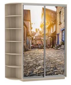 Шкаф 2-дверный Хит, 1500x600x2200, фотопечать, со стеллажом, улица, шимо светлый в Бузулуке