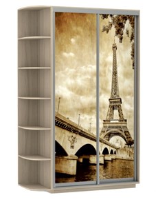 Шкаф 2-х дверный Хит, 1500x600x2200, фотопечать, со стеллажом, париж, шимо светлый в Бузулуке
