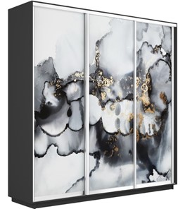 Шкаф 3-х створчатый Экспресс 1800х450х2400, Абстракция серая/серый диамант в Орске