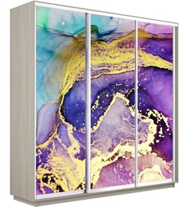 Шкаф Экспресс 1800х600х2200, Абстракция фиолетово-золотая/шимо светлый в Орске