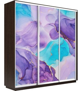 Шкаф 3-дверный Экспресс 2100х450х2400, Абстракция фиолетовая/венге в Орске