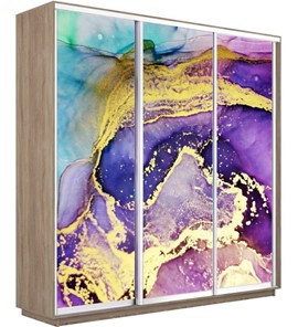Шкаф Экспресс 2400х600х2200, Абстракция фиолетово-золотая/дуб сонома в Бузулуке