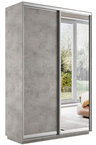 Шкаф 2-х дверный Экспресс (ДСП/Зеркало) 1200х450х2200, бетон в Бузулуке - предосмотр