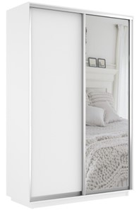 Шкаф 2-х дверный Экспресс (ДСП/Зеркало) 1200х600х2400, белый снег в Орске