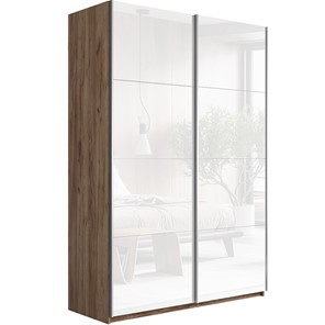 Шкаф 2-дверный Прайм (Белое стекло/Белое стекло) 1200x570x2300, Крафт табачный в Орске