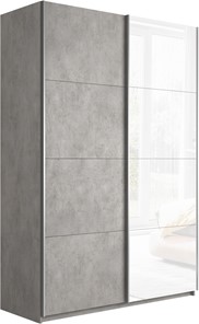 Шкаф двухдверный Прайм (ДСП/Белое стекло) 1600x570x2300, бетон в Бузулуке
