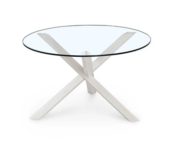 Круглый столик Оникс-3, Выбеленный дуб/Прозрачное стекло в Бузулуке