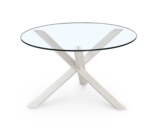 Круглый столик Оникс-3, Выбеленный дуб/Прозрачное стекло в Бузулуке - изображение