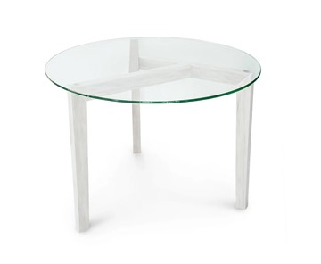 Круглый столик Оникс-7, Выбеленный дуб/Прозрачное стекло в Орске