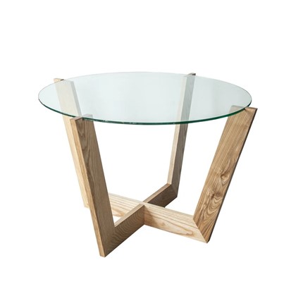 Столик круглый Оникс-10, Натуральный массив/Прозрачное стекло в Бузулуке - изображение
