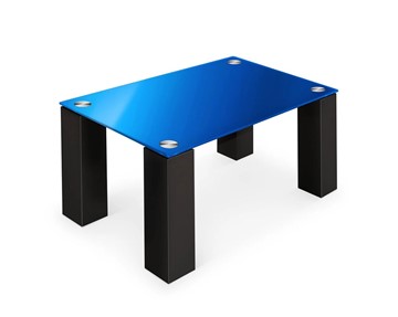 Журнальный столик Колизей-8, черный/синее стекло в Орске