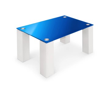 Журнальный столик Колизей-8, белый/синее стекло в Орске