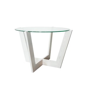 Круглый столик Оникс-10, Выбеленный дуб/Прозрачное стекло в Орске