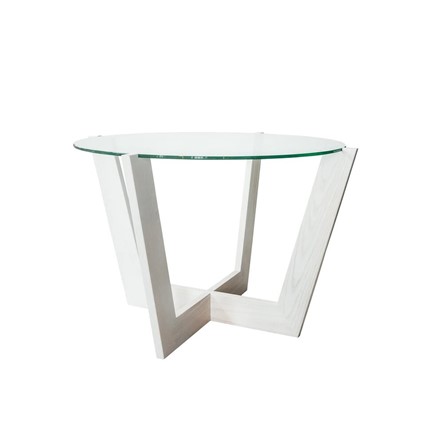Круглый столик Оникс-10, Выбеленный дуб/Прозрачное стекло в Орске - изображение