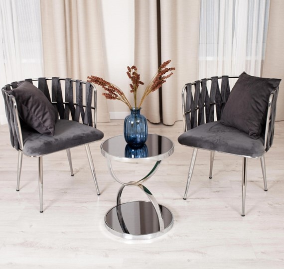 Кофейный столик GROTTO (mod. 9157) металл/дымчатое стекло, 42х42х50, хром в Бузулуке - изображение 3