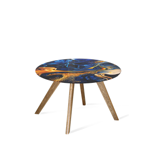 Круглый столик SHT-S39 / SHT-TT32 60 стекло/МДФ (синий сапфир/брашированный коричневый) в Орске