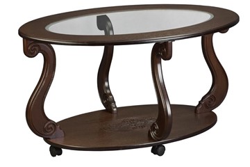 Стеклянный столик Овация-С, на колесах, темно-коричневый в Орске