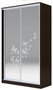 Шкаф 2-х створчатый 2200х1682х420 два зеркала, "Бабочки" ХИТ 22-4-17-66-05 Венге Аруба в Орске