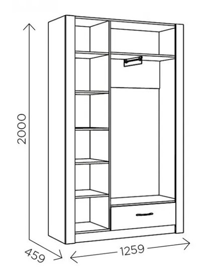 Шкаф гардеробный Ева 5 М2 дуб ирландский/белый матовый в Орске - изображение 2
