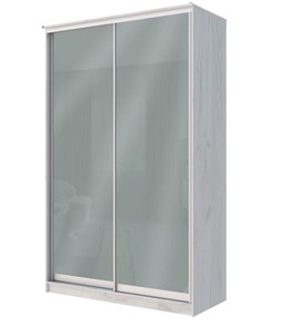 Шкаф 2-х створчатый Хит-22-14-22 с цветным стеклом, средне-серый 074, Дуб крафт белый в Орске
