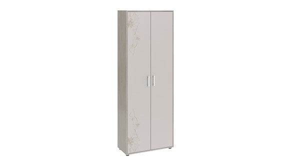 Шкаф распашной комбинированный Витра тип 1 (Ясень шимо/Сатин матовый с рисунком) в Бузулуке - изображение