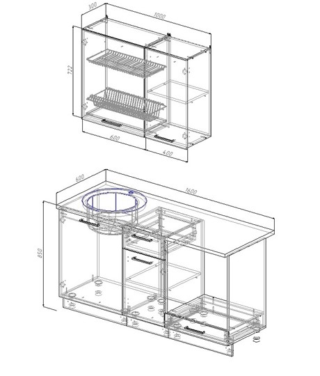 Модульный кухонный гарнитур Антрацит-1600 в Бузулуке - изображение 1