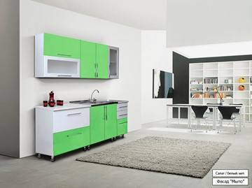 Модульный кухонный гарнитур Мыло 224 2000х718, цвет Салат/Белый металлик в Бузулуке