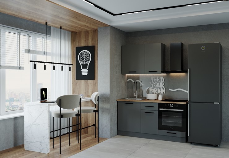 Модульный кухонный гарнитур Антрацит-1600 в Бузулуке - изображение