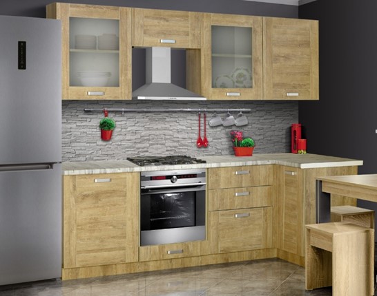 Модульная кухня Квадро 2400х1000, цвет Дуб Баррик в Бузулуке - изображение