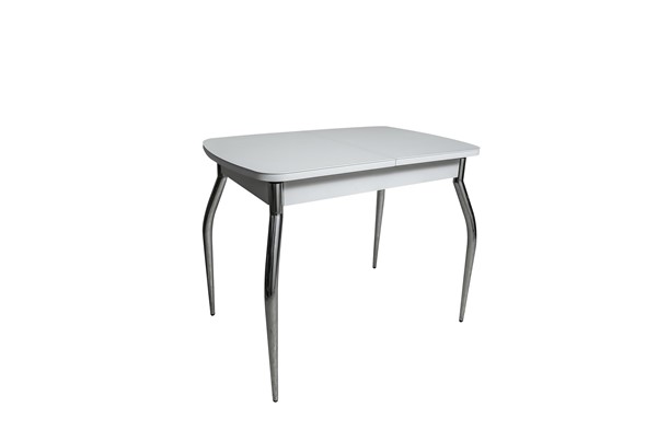 Кухонный раскладной стол ПГ-02СТ белое/белое/хром фигурные в Орске - изображение