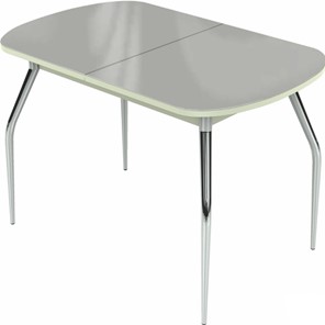 Обеденный раздвижной стол Ривьера исп.1 хром №5 (стекло белое/белый) в Орске