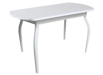 Кухонный обеденный стол ПГ-05 ЛДСП, белый ЛДСП/32 гнутые крашеные металл белый в Орске