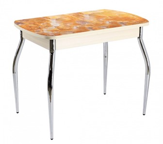 Кухонный раскладной стол ПГ мини СТФ, дуб молочный лдсп/оникс/35 хром гнутые в Орске