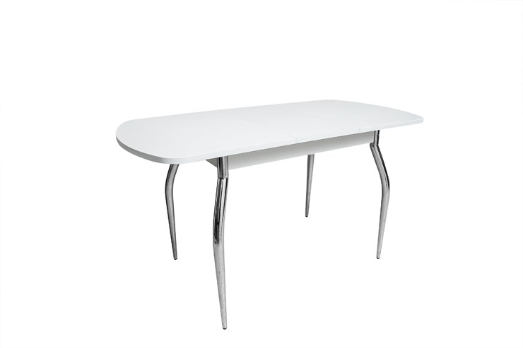 Кухонный стол раздвижной ПГ-02СТ белое/белое/крашенные фигурные в Бузулуке - изображение 1