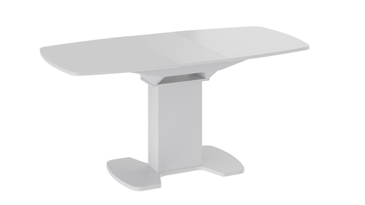 Кухонный раскладной стол Портофино (СМ(ТД)-105.02.11(1)), цвет Белый глянец/Стекло белое в Орске - изображение 1