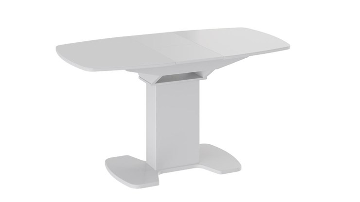 Кухонный раздвижной стол Портофино (СМ(ТД)-105.01.11(1)), цвет  Белый глянец/Стекло белое в Бузулуке - изображение 2