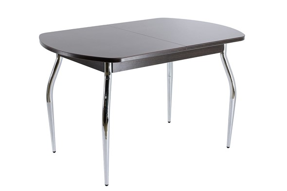 Кухонный стол раскладной ПГ-07 СТ1 венге/черное стекло/хром фигурные в Орске - изображение