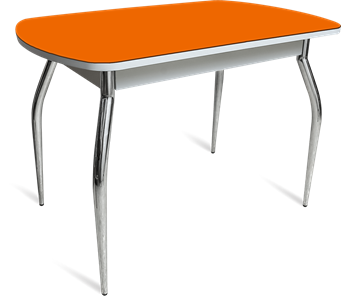 Стол кухонный ПГ-04 СТ белое/оранжевое/хром фигурные в Орске - предосмотр