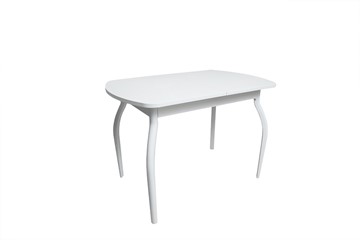 Кухонный стол раздвижной ПГ-02СТ белое/белое/крашенные фигурные в Бузулуке