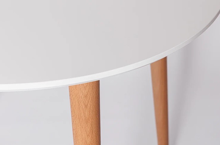 Обеденный круглый раздвижной стол Белая Эмаль д. 90 см МДФ ножки светлый орех в Орске - изображение 21