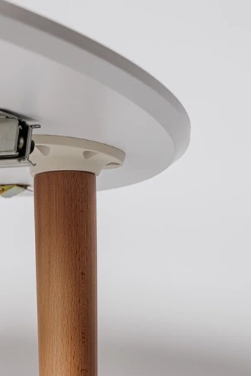Обеденный круглый раздвижной стол Белая Эмаль д. 90 см МДФ ножки светлый орех в Орске - изображение 2