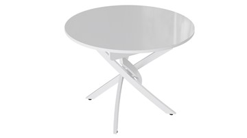 Кухонный круглый стол Diamond тип 3 (Белый муар/Белый глянец) в Орске
