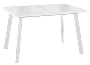 Кухонный стол раздвижной Dikline HBS120 Стекло белое/ножки белые в Бузулуке