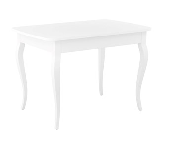 Кухонный раздвижной стол Dikline M110 Белый/стекло белое сатин/ножки MC белые в Орске
