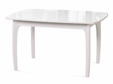 Кухонный раскладной стол Dikline M20 стекло белое/ножки белые в Оренбурге
