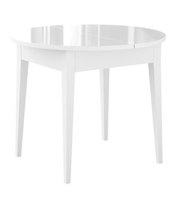 Кухонный стол раскладной Dikline MR100 Белый/стекло белое глянец/ножки MM белые в Орске