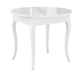 Кухонный раздвижной стол Dikline MR100 Белый/стекло белое глянец/ножки MC белые в Орске
